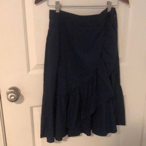 Navy Loft Ruffle Skirt with side ties size 6